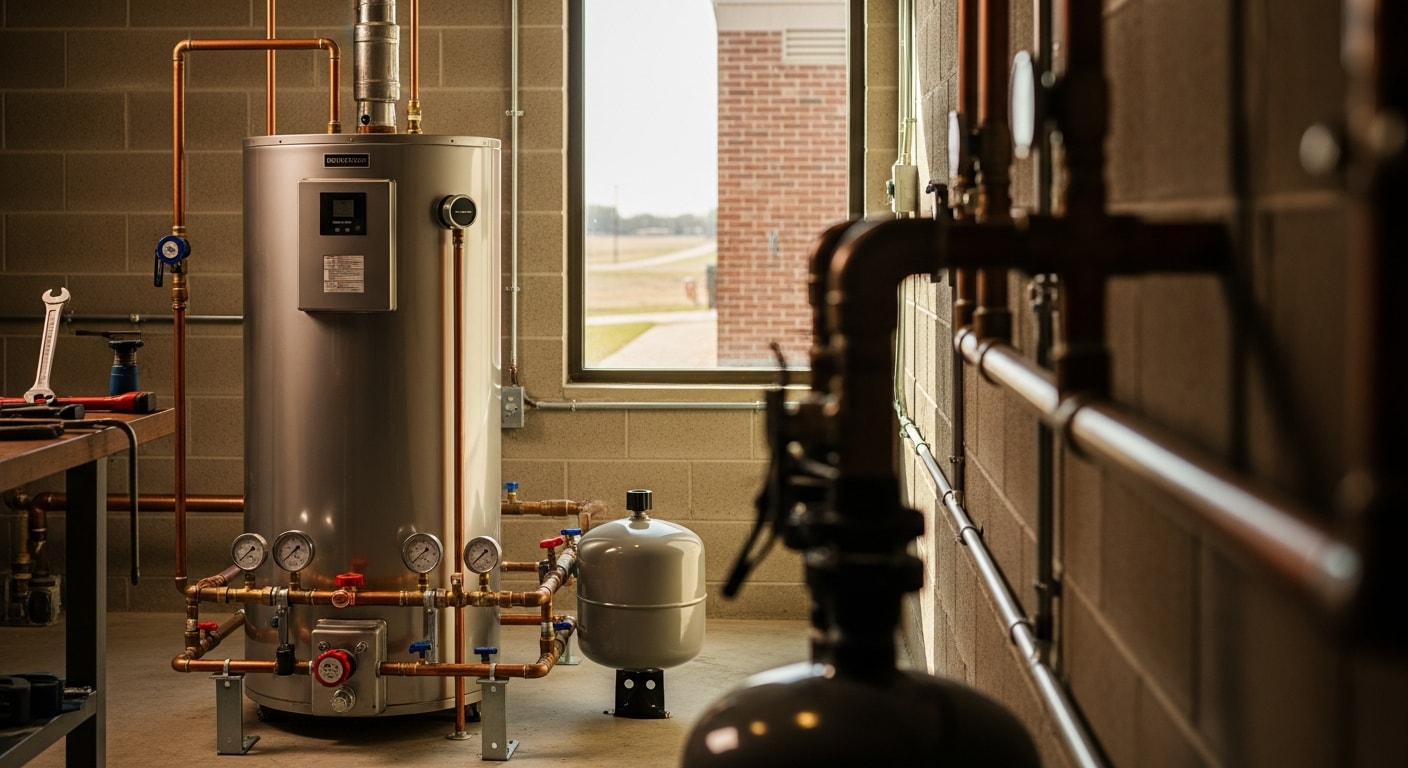 Commercial water heater installation in Lubbock business facility
